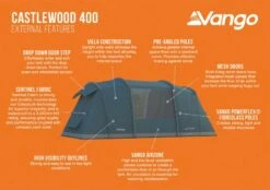 Vango Castlewood 400 (Poled) Tent 2023 (Incl. Footprint) -Outdoor Tent Shop castlewood 400 dimensions image 1