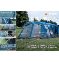 Vango Rome II Air 550XL Airbeam Tent 2023 (Incl. Footprint) -Outdoor Tent Shop rome ii air 550xl 2